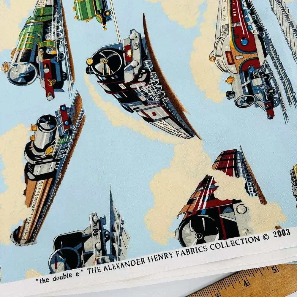 2003 Alexander Henry Fabrics Locomotives Trains 